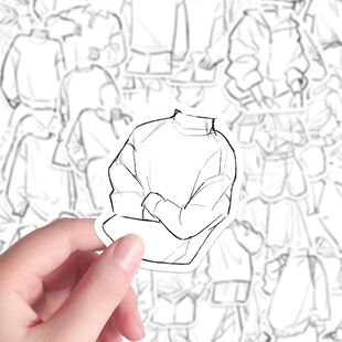 104张衣服画法贴纸美术生绘画结构人体动态速写oc设定diy手账贴画