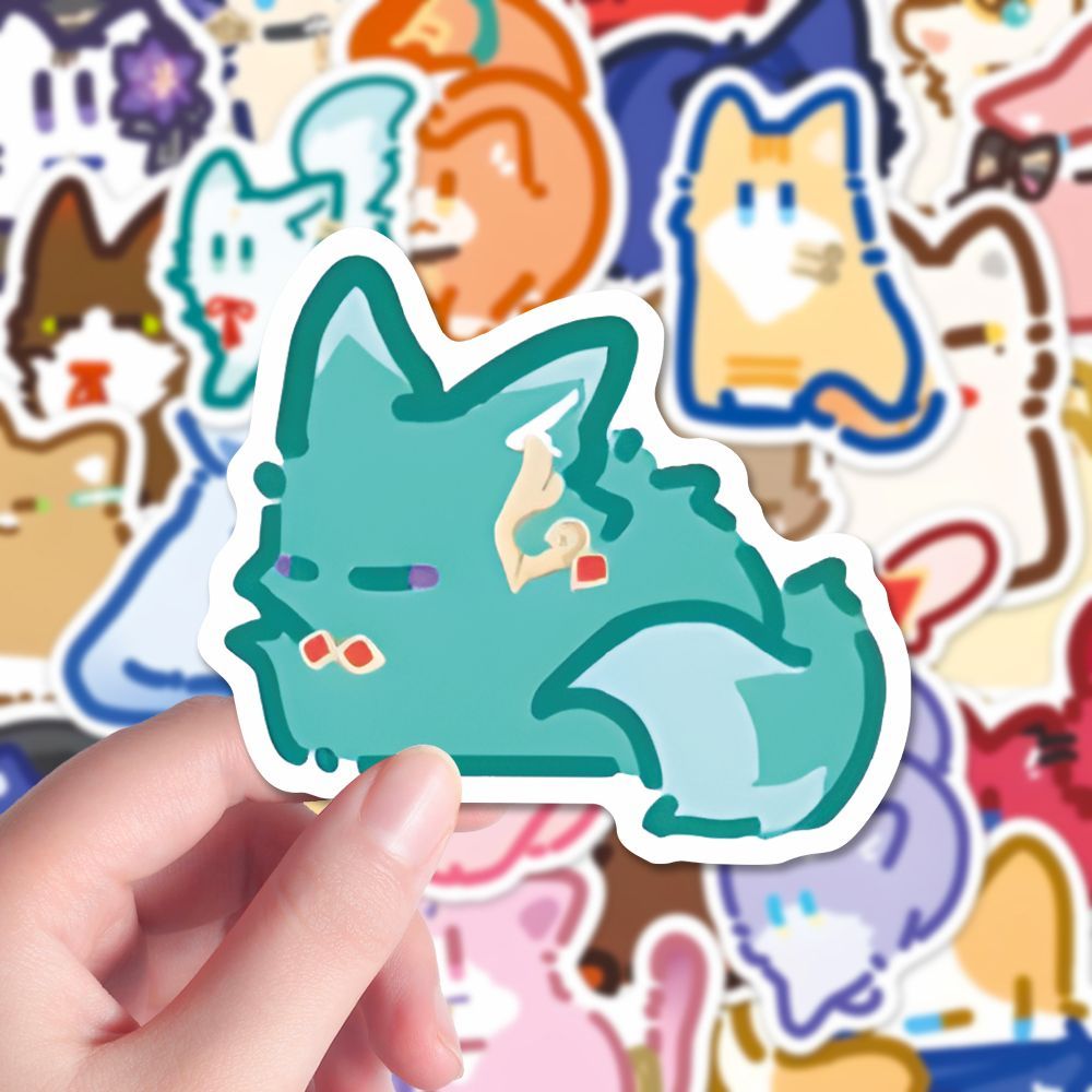 130张星铁猫猫贴纸崩坏星穹铁道二次元卡通猫猫装饰手机手账防水