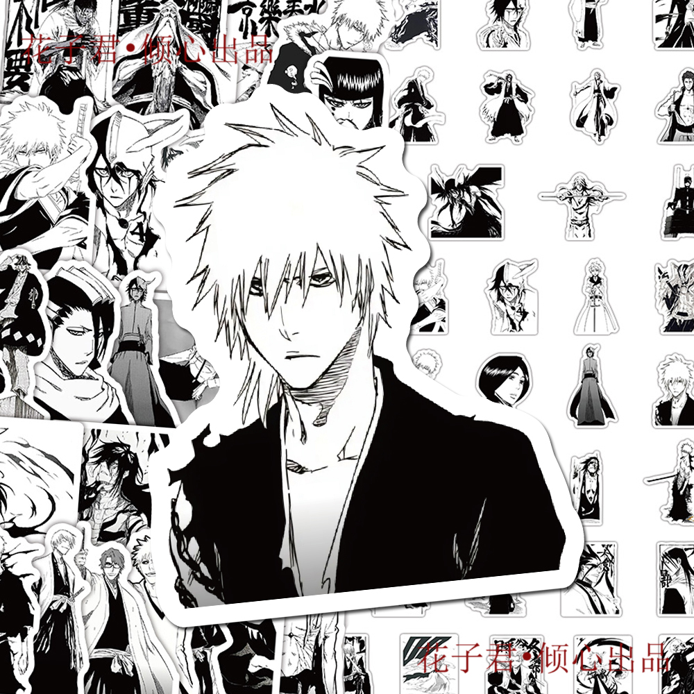 130张黑白动漫死神贴纸高颜值人物周边贴画DIY手机壳笔记本桌面