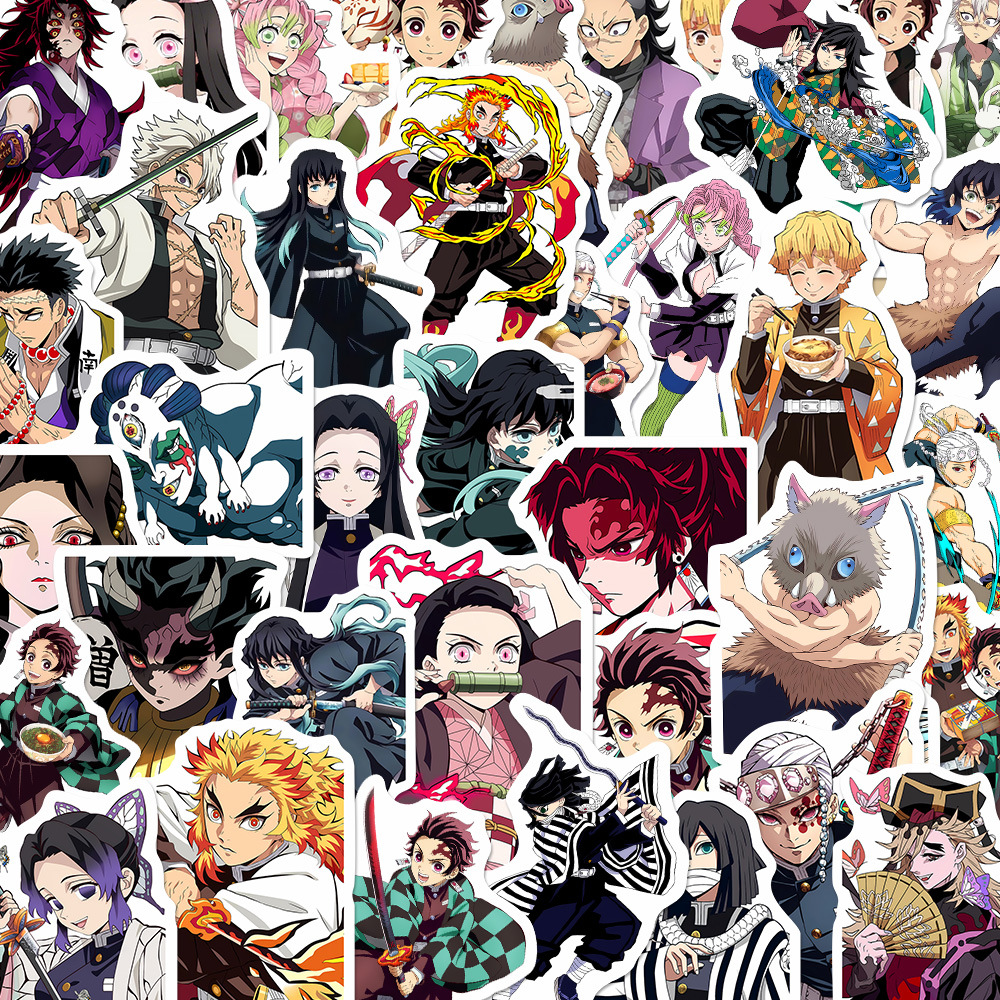 160张鬼灭之刃立绘贴纸二次元日漫周边贴画装饰手机壳手帐本diy