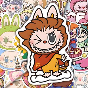 160张可爱卡通Labubu贴纸可爱创意涂鸦装 饰手账手机壳防水DIY贴画