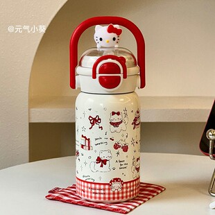 新款儿童卡通可爱保温杯学生吸管双饮便携式316不锈钢高颜值水杯