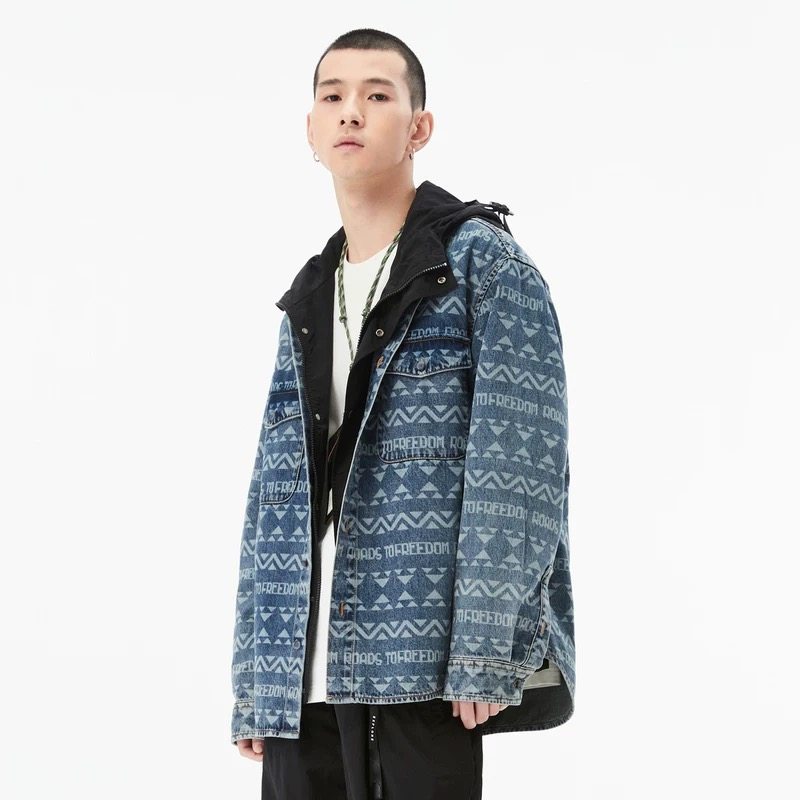 GXG男装 商场同款花色翻领牛仔长袖衬衫 秋季专柜新品 GD1030822H