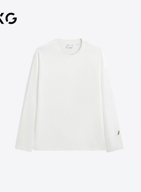 GXG男装 白色纯色设计简约基础长袖T恤男士 24秋季新品G24X343006