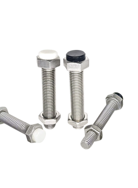 止动螺栓带聚氨酯缓冲限位螺丝SUST不锈钢防撞细牙螺栓外六角型