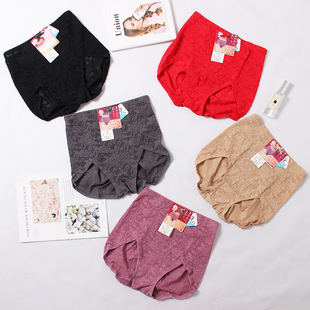 2025新货台湾制美体中高腰收腹提臀暗花棉质女内裤底裤三角裤