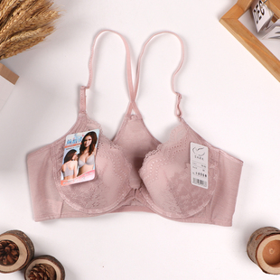 包邮台湾制艾妃莉儿软钢圈交叉细肩带美背前扣薄款蕾丝文胸罩内衣
