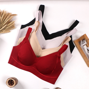 出口单无钢圈光面无痕零感舒适聚拢本命年四色隐形文胸罩女内衣