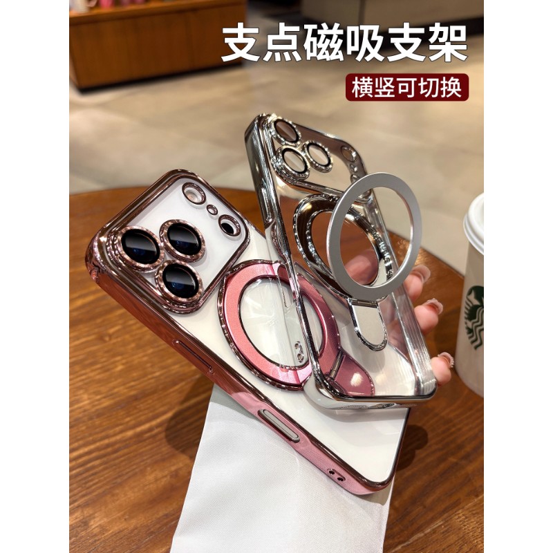 适用苹果17promax手机壳2025新款17Air带磁吸支架iPhone16pro镜头全包15防摔外壳14简约透明13pm男女款保护套