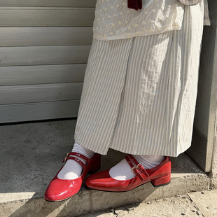 玛丽珍小皮鞋2026春鞋红色鞋子一字扣带漆皮订婚配旗袍的真皮单鞋