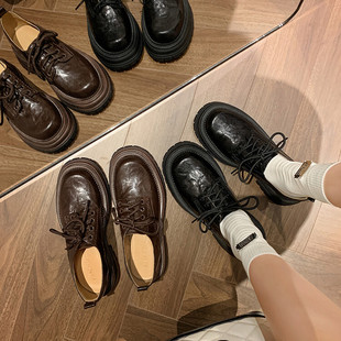 单鞋 新款 设计感女小众羊皮复古系带英伦风学院真皮2025春季 小皮鞋