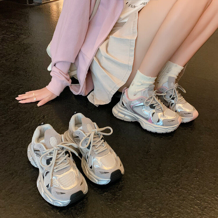 印象脚色2025真皮女鞋超轻老爹鞋ins增高透气甜酷厚底运动休闲鞋