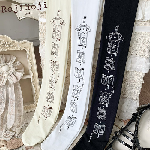 roji原创魔法书架lolita印花裤袜