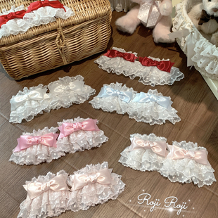 roji原创Lolita蕾丝手袖 草莓天使樱花树下搭配蝴蝶结洛丽塔小物