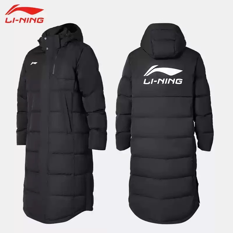 李宁长款羽绒服保暖男冬季大衣加厚保暖外套过膝鸭绒棉袄运动服男