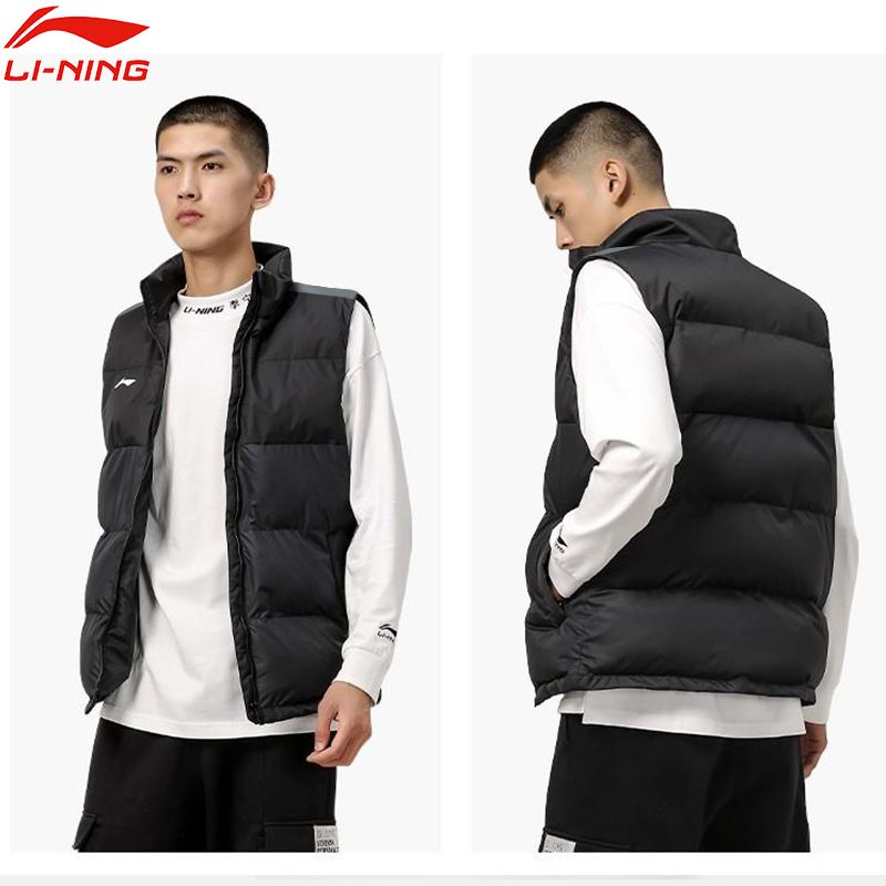 李宁棉马甲男2024冬季新款棉服夹棉羽绒棉坎肩男加厚保暖防风背心