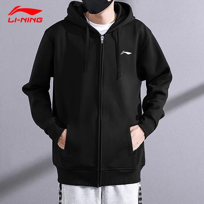 李宁外套男春秋款新款开衫连帽上衣青少年秋装运动服休闲宽松卫衣