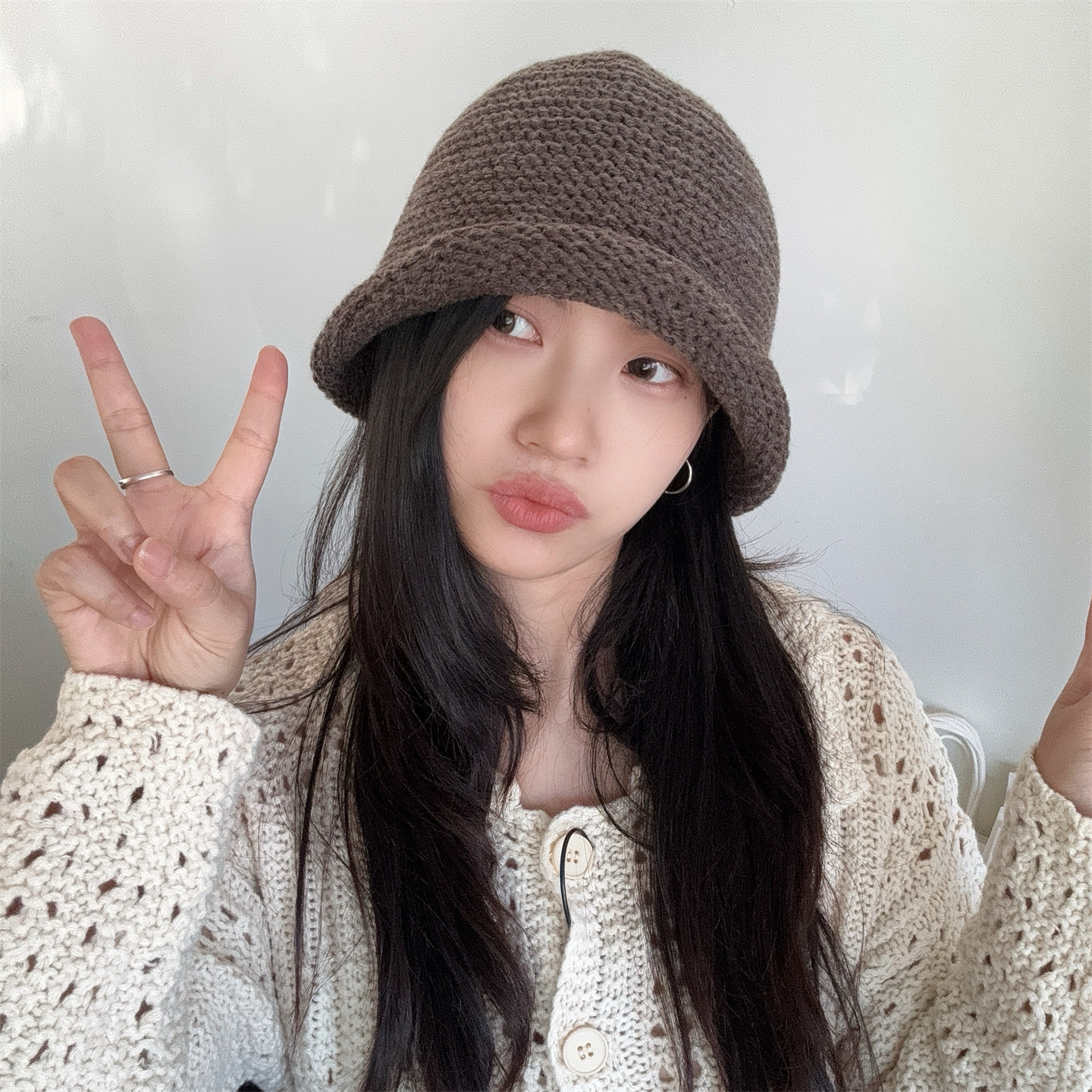 卷边可爱日系毛线渔夫帽