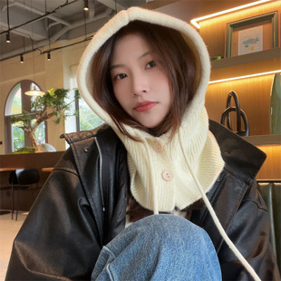 韩版加大巴拉克拉套头法帽针织连帽围脖冬季保暖休闲百搭毛线帽男