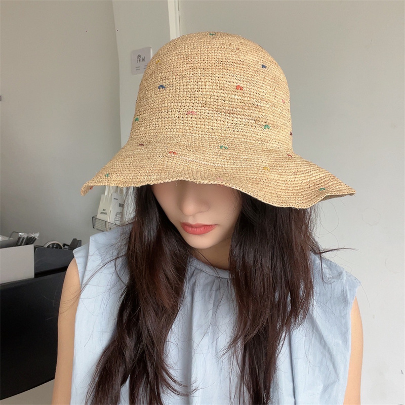 高品质拉菲草彩色草帽