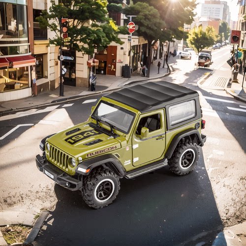 新款1:32JEEP牧马人卢比肯四开门声光回力避震合金越野车模型玩具