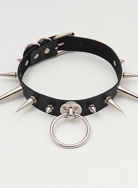 男M长铆钉暗黑朋克可调节项圈