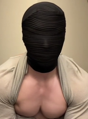 男生头套体育生1S网纱褶皱头套肌肉男0M健身教练舞蹈直播网红面具