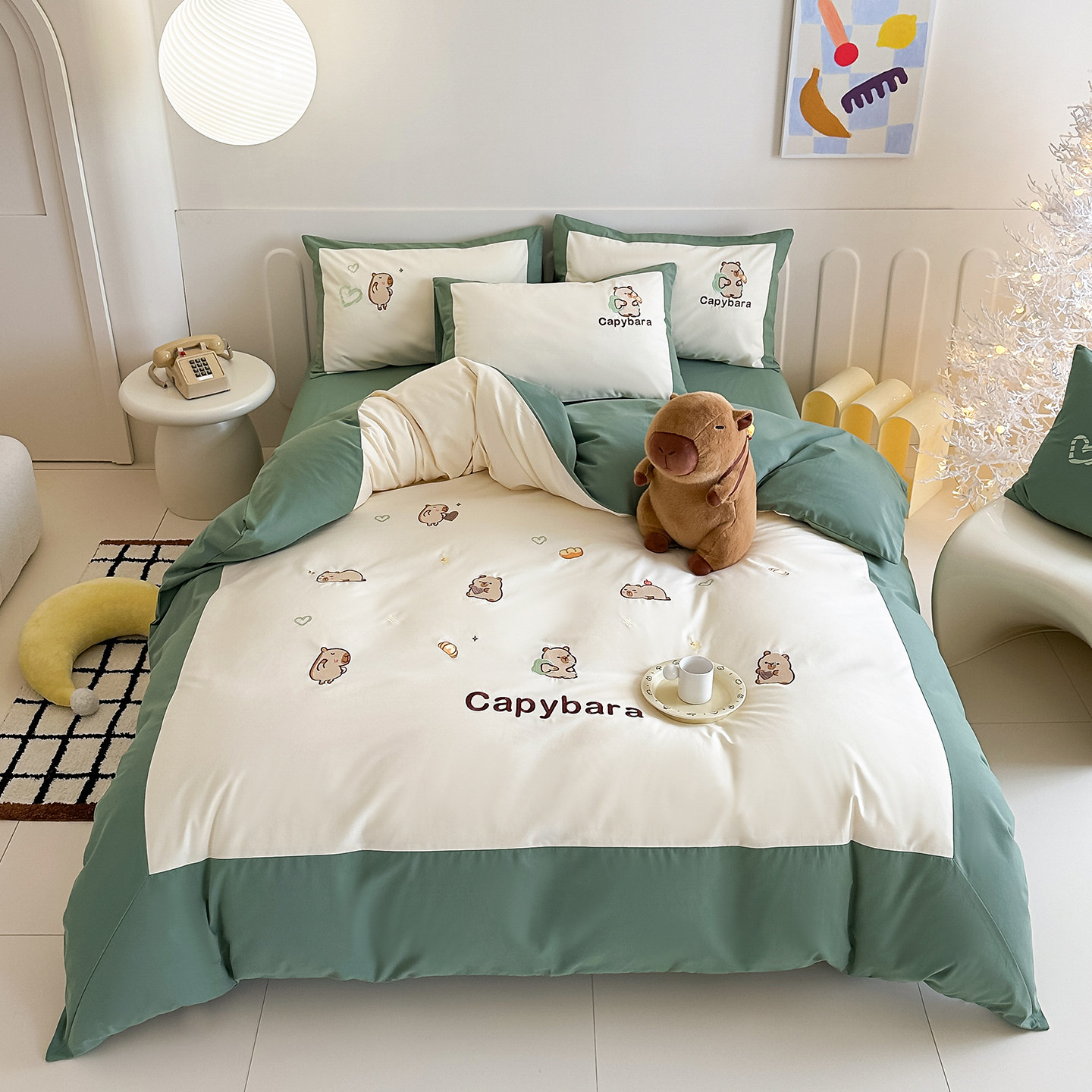 加厚全棉床单被套儿童房卡通三件套100纯棉磨毛四件套1.5床笠秋冬