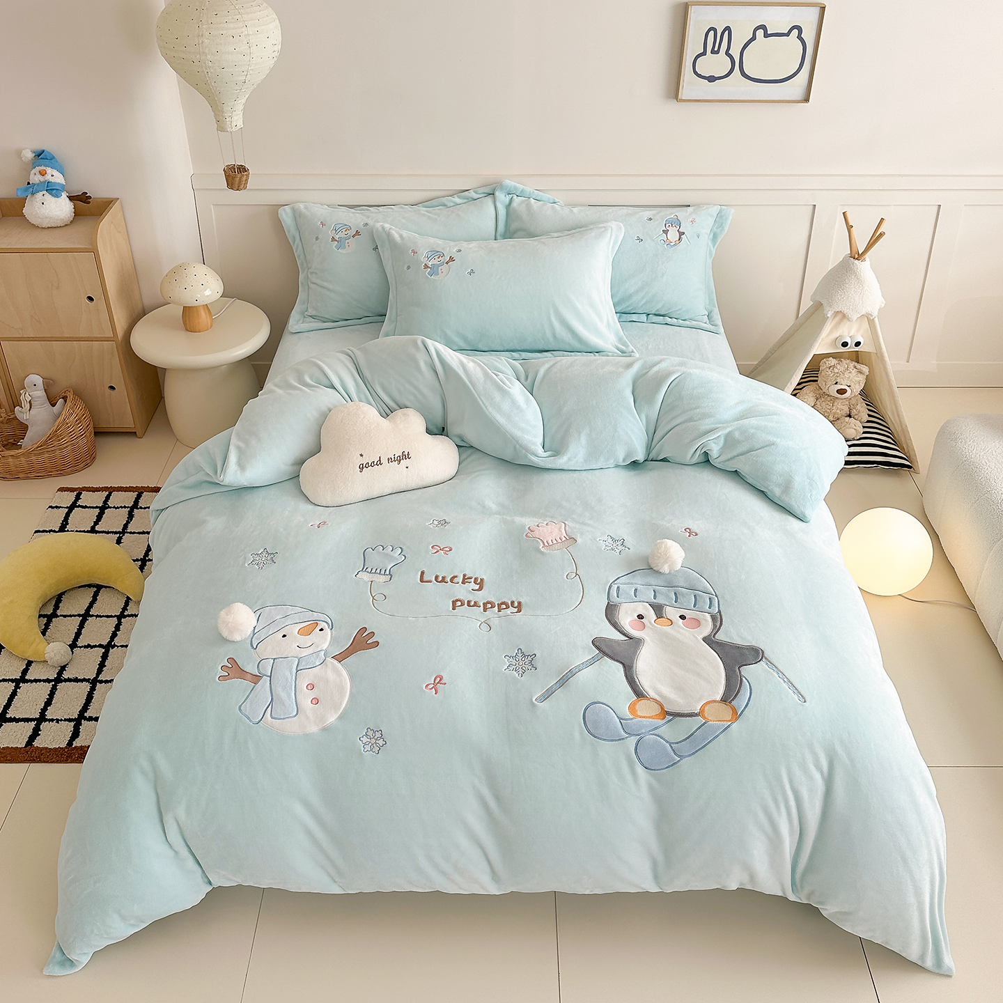 加厚床单被套儿童房床上用品四件套1.5牛奶绒卡通三件套1.2床笠冬