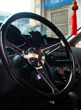 老款普桑捷达宝来帕萨特五 菱甲壳虫 改装复古桃木15寸黑色方向盘