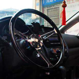 老款普桑捷达宝来帕萨特五 菱甲壳虫 改装复古桃木15寸黑色方向盘