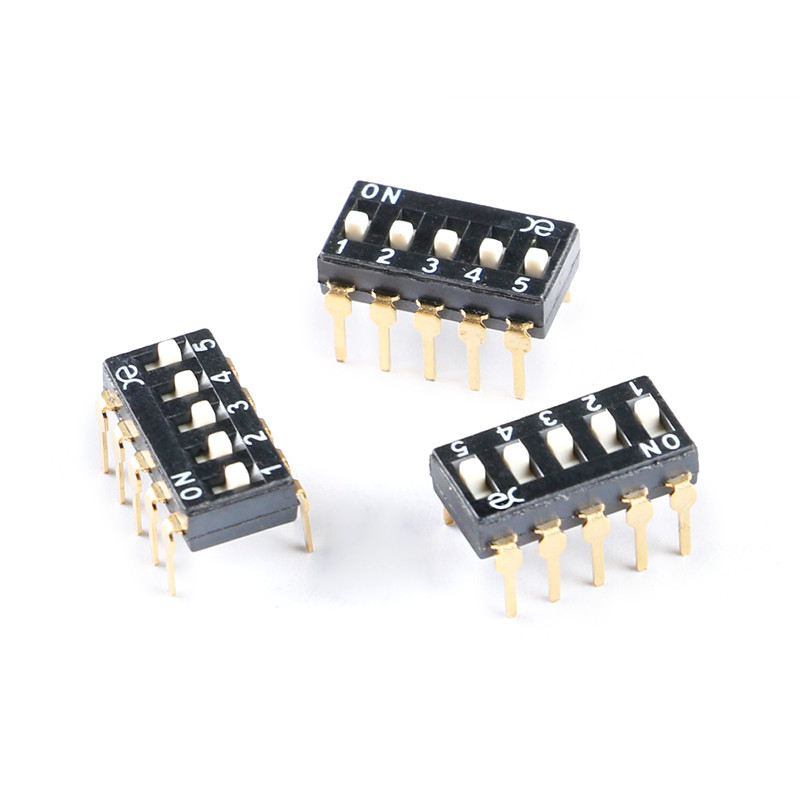 DSIC05LHGET 2.54mm间距5位高推直插拨码开关/拨动编码开关