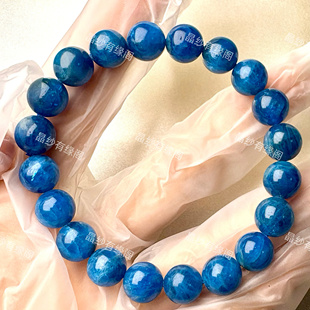 天然猫眼蓝磷灰手链时尚磷灰石助眠静心平安如意显白精致小众手串