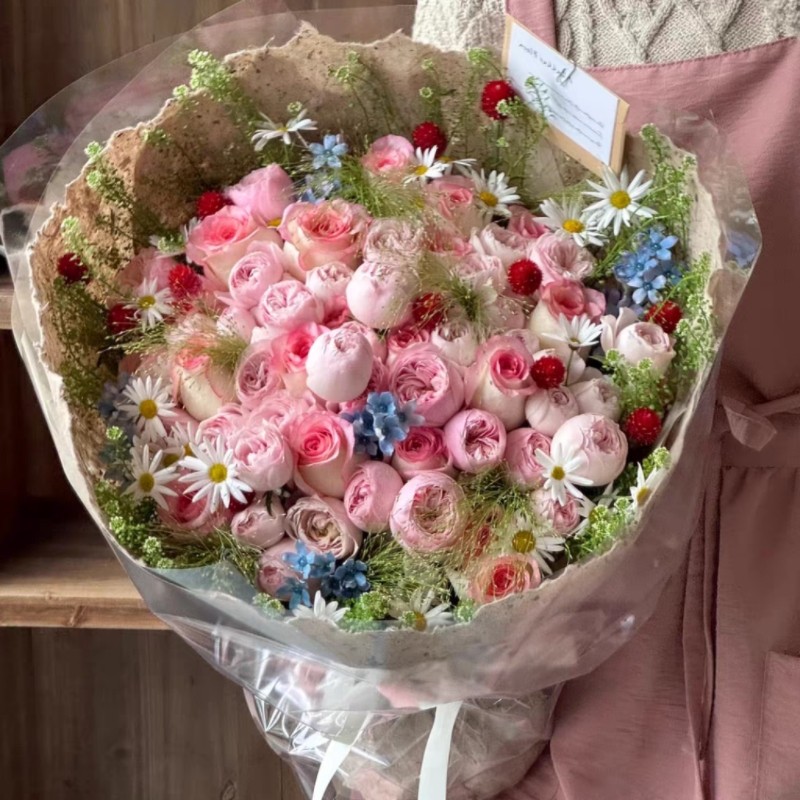 西安花店多头玫瑰橙芭比生日七夕情人节教师节母亲节三八节花束