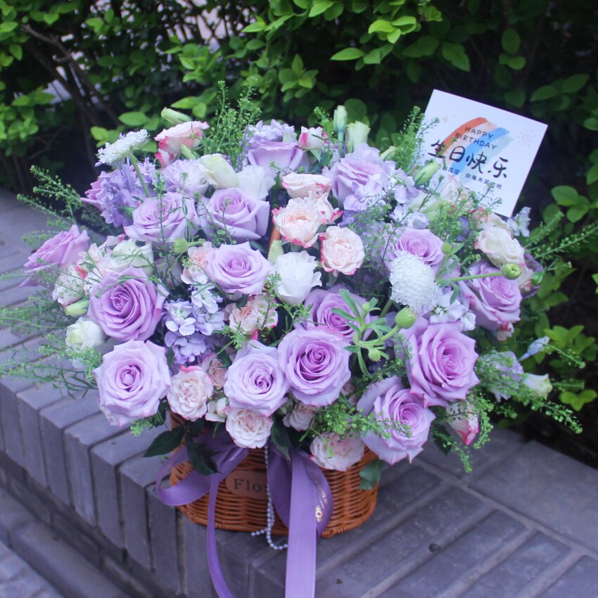 西安同城花店韩式手提花篮网红探望祝福生日母亲节教师节三八节花