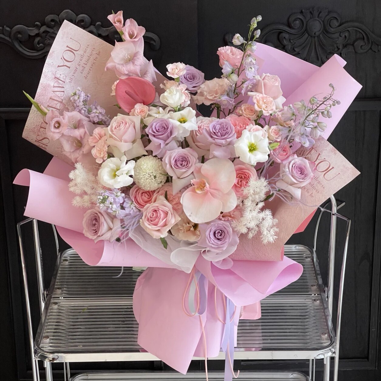 西安花店同城送花白桃乌龙郁金香花束三八节情人节生日闺蜜表白花