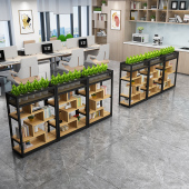 办公室铁艺隔断置物架屏风简约落地书柜玄关矮展示架绿植装 饰花架