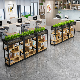 办公室铁艺隔断置物架屏风简约落地书柜玄关矮展示架绿植装饰花架