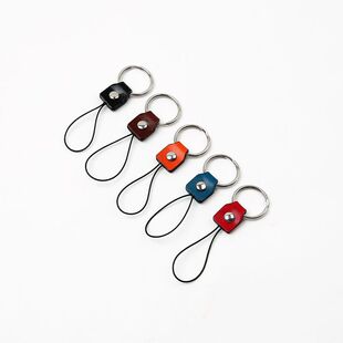 送鱼丝线 包邮 手机U盘挂绳指环扣挂件短款 不锈钢进口头层牛皮5件