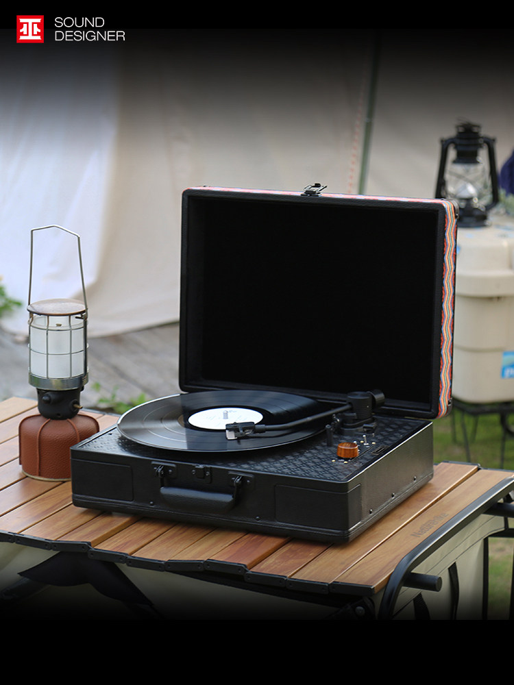 vintage phonograph手提皮箱黑胶唱片机便携复古留声机