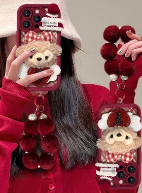 雪莉玫帽子公仔适用于苹果17promax手机壳16/15/14荣耀X70i华为NOVA14/13可爱OPPOfindx9秋冬款VIVOS30/X200