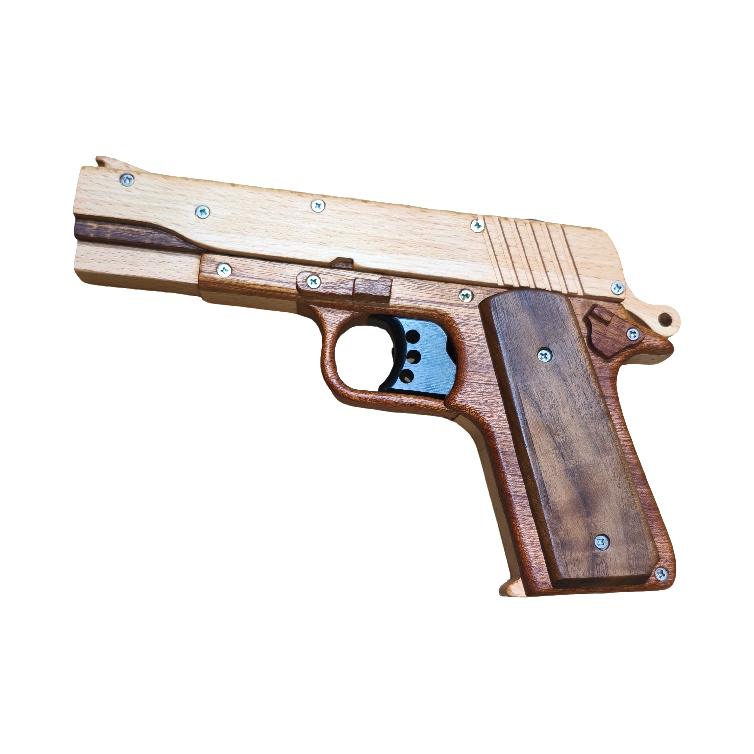 实木M1911木质皮筋枪手枪反推连发打橡皮筋儿童玩具枪发射软弹类