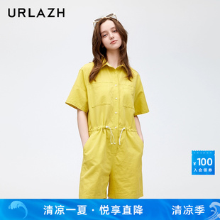 短款 URLAZH有蘭春季 復(fù)古洋氣簡(jiǎn)約休閑寬松潮酷工裝 連體褲 新款 女