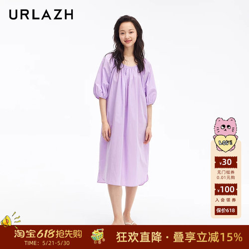 夏季宽松泡泡袖连衣裙