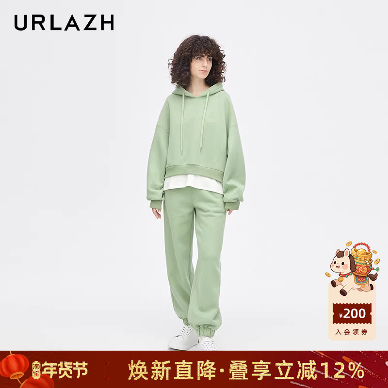 URLAZH有兰新款洋气清新绿色宽松休闲百搭松紧腰抽绳加绒卫裤女,女装/女士精品,休闲裤,淘宝优惠券,粉丝福利购,淘宝优惠卷