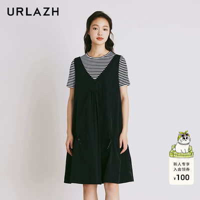 urlazh/有兰黑色休闲连衣裙