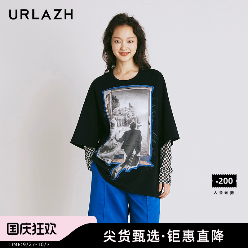 urlazh/有兰黑色长袖T恤