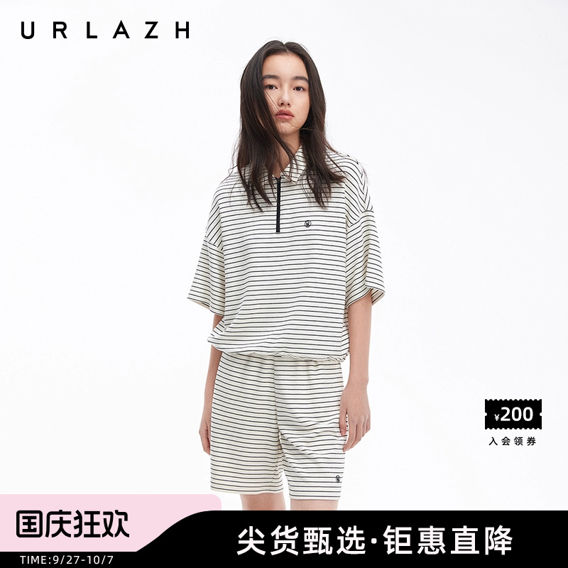 urlazh/有兰黑白条纹休闲上衣