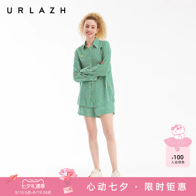 urlazh/有兰条纹休闲短裤