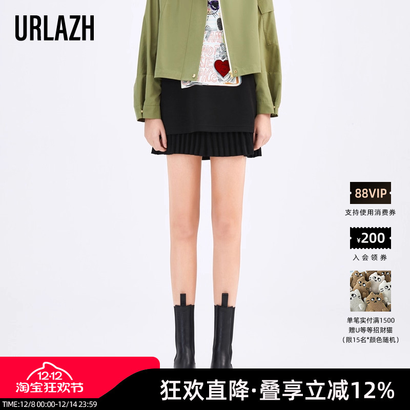 URLAZH/有兰夏季复古百褶半身裙